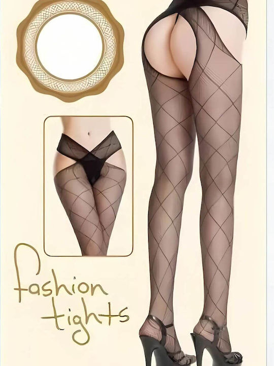 Women's Pantyhose Net Black with Print
