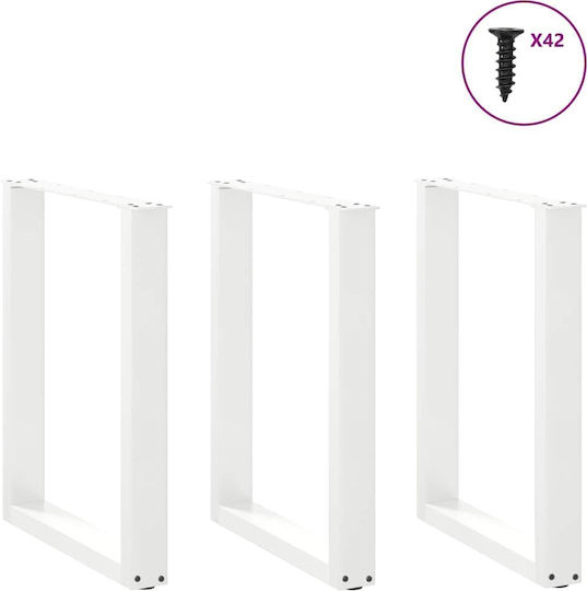 vidaXL Metallic Furniture Leg 3 Pieces Suitable for Table / Coffee Table / Office 70x72cm White
