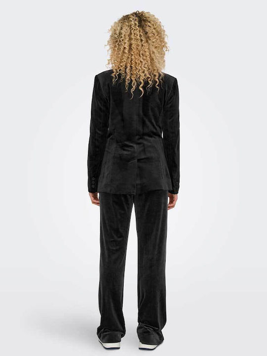 Only Lung Blazer pentru femei Catifea Sacou Black Only Lung Blazer pentru femei Catifea Sacou Black