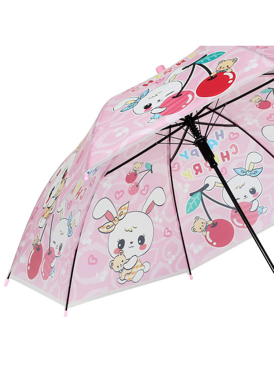 Keskor Automatic Umbrella with Walking Stick Pink