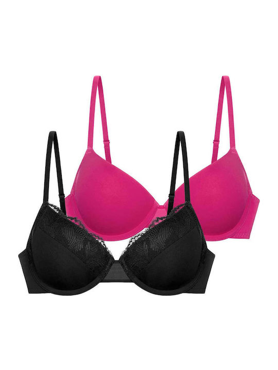 Demi Μαύρο & Ροζ Σουτιέν με Μπανέλες 2Pack