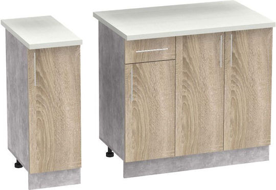 Festa Ii Set Dulapuri de Bucătărie Suspendate & de Podea cu Blat de Lucru Sonoma Shade 120x60x85buc
