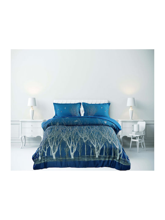 Makis Tselios Home Duvet Cover Set Cotton Queen with 2 Pillowcases 220x240 Mystic Petrol Blue