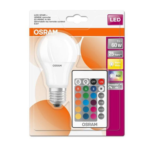 Ledvance Smart Bulb LED 9W for Socket E27 and Shape A60 RGBW 806lm Dimmable