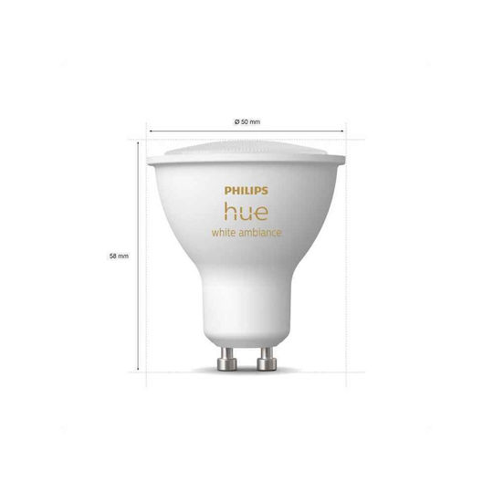 Philips Smart Λάμπες LED 4.3W για Ντουί GU10 και Σχήμα MR16 Θερμό Λευκό 350lm 2τμχ