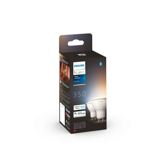Philips Smart Λάμπες LED 4.3W για Ντουί GU10 και Σχήμα MR16 Θερμό Λευκό 350lm 2τμχ