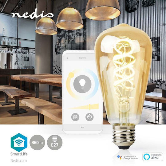 Nedis Смарт крушка LED 4.9W за фасунга E27 и форма ST64 Регулируем бял цвят 360лм Димируем