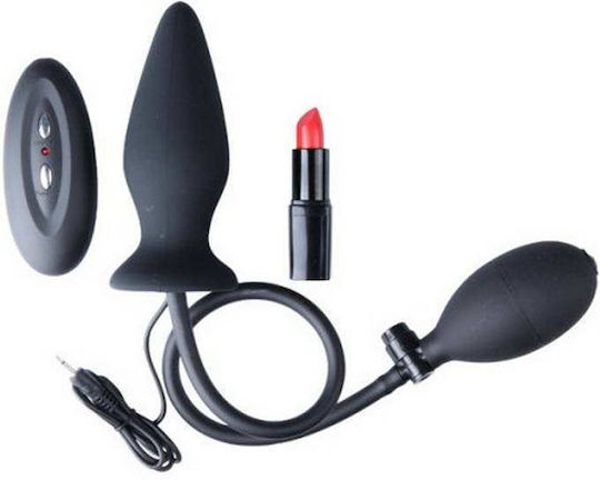 Shots Inflatable Vibrating Silicone Plug Black 12,2cm