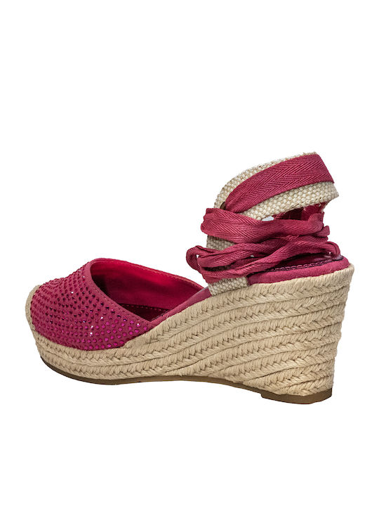 Damenplattformen im Espadrilles-Stil Fuchsie