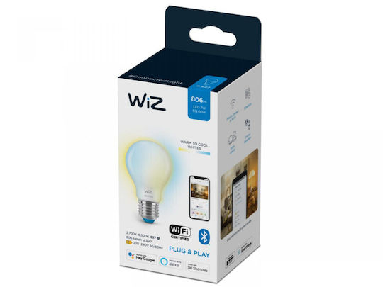 WiZ Smart Λάμπα LED 7W για Ντουί E27 και Σχήμα A60 Ρυθμιζόμενο Λευκό 806lm