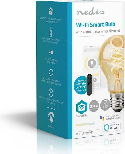 Nedis Smart LED Bulb 4.9W for Socket E27 and Shape A60 Adjustable White 360lm Dimmable