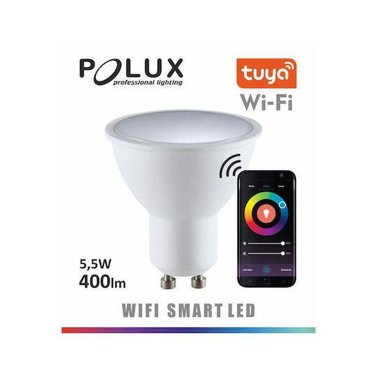Polux Smart Λάμπα LED 5.5W για Ντουί GU10 και Σχήμα G45 RGB 400lm Dimmable