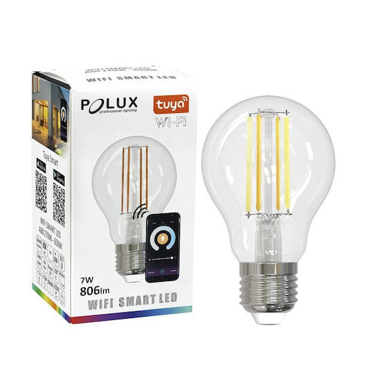 Polux Smart Λάμπα LED 7W για Ντουί E27 και Σχήμα A60 Ρυθμιζόμενο Λευκό 806lm Dimmable
