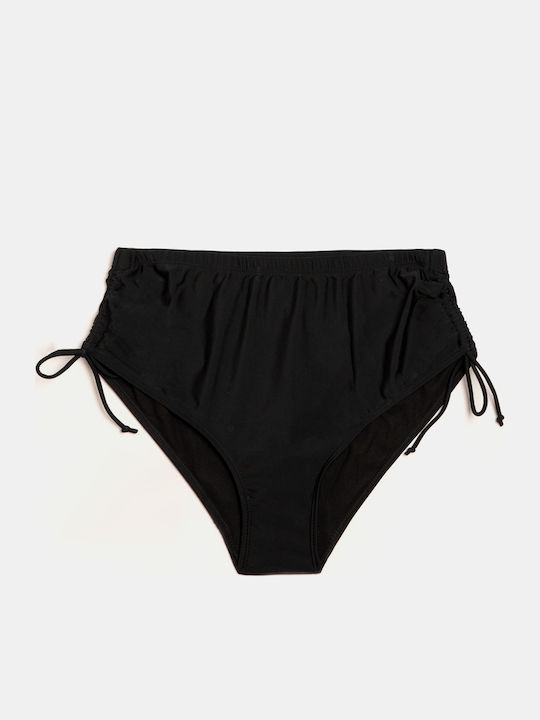 Σετ Μαγιό Plus Size Ψηλόμεσο Μπανέλα Μαύρο Μαύρο