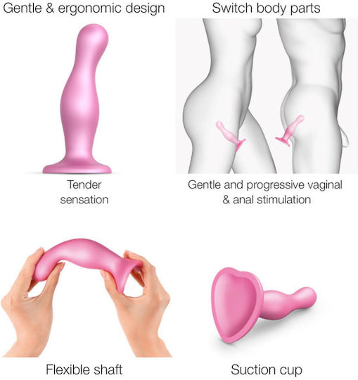 Strap On Me Dildo Plug Curvy Πρωκτικό Dildo Small Metallic Sugar Pink