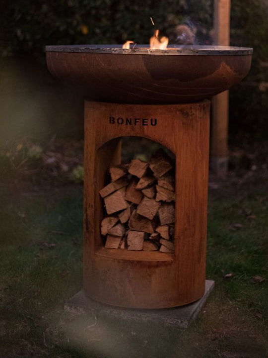 Kamin Draußen Metallisch Braun