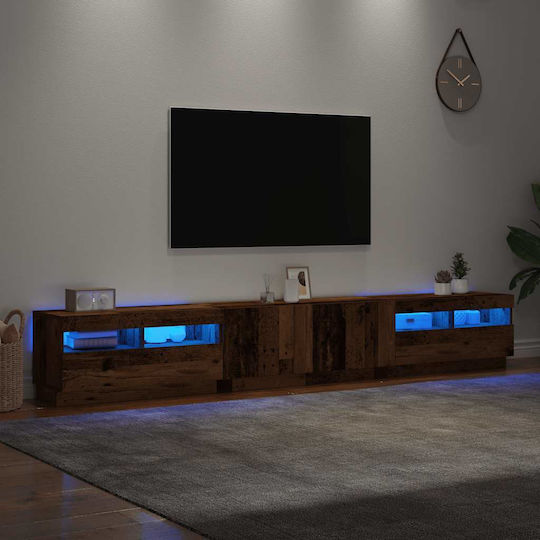 Stand TV Cu Iluminare LED Aspect Lemn Vechi L260xA35xÎ40cm