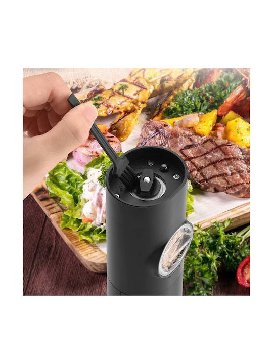 Set de 2 râșnițe electrice pentru condimente, încărcare USB, lumină LED, negru