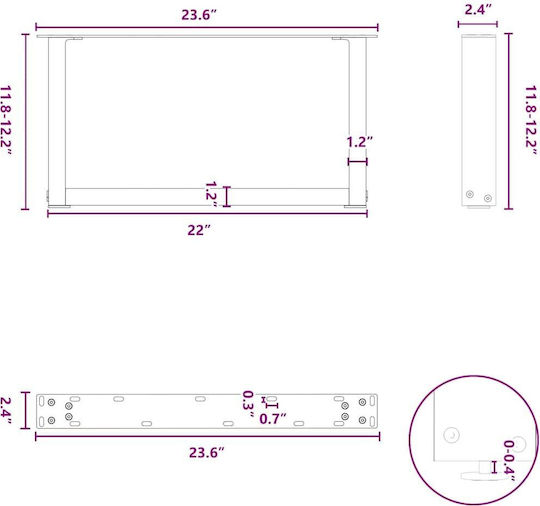 vidaXL Метално Кракче За Мебел 2 Бройки Подходящо За Маса / Малка Маса 60x30см Антрацит