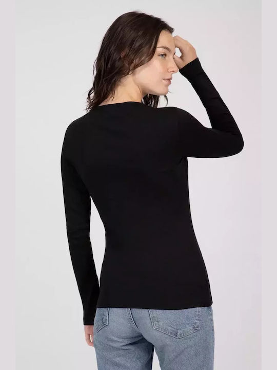 Tre Orsi Women's Long Sleeve Cotton T-Shirt Black