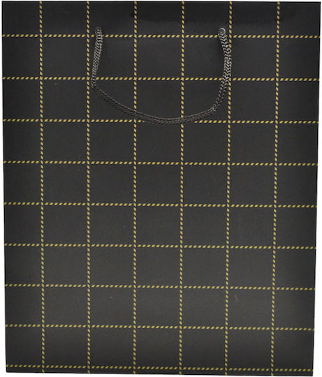 Ankor Checkered Paper Bag for Gift Black 26.5x33x14cm.
