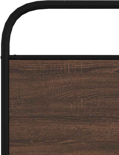 Half Double Wooden Bed Brown with Slats for Mattress 107x203cm