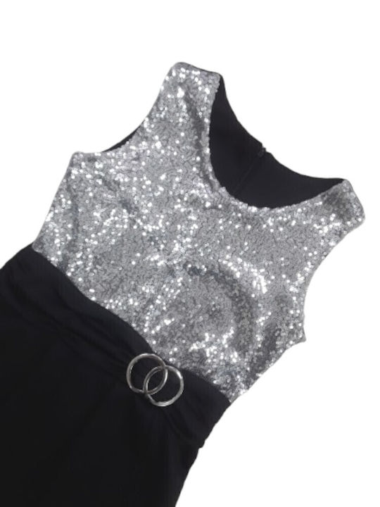 Children's Dress Sleeveless with Sequins Black