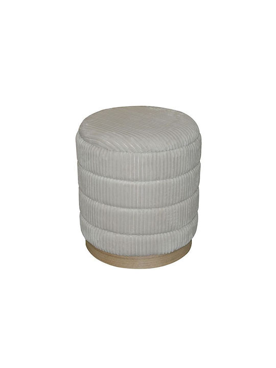 Stool For Living Room Upholstered with Fabric Pance Beige and White 2pcs 41x41x46cm