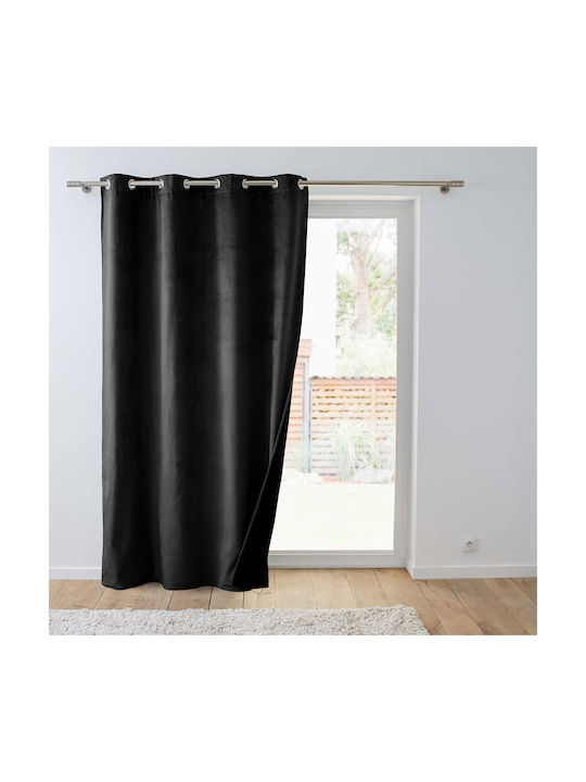 Douceur d'Intérieur Curtain with Grommet L-c Polarchic Black 140x260cm