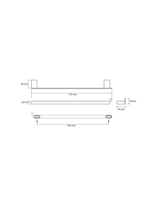 Bemeta Ράγα Μπάνιου Μονή Επιτοίχια με Βίδες ​49.5x49.5cm Inox Ασημί