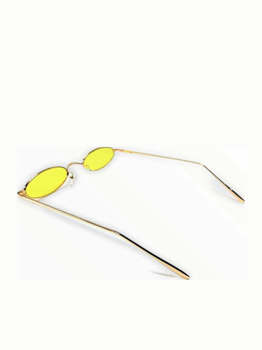 Woman's Fashion Unisex Sunglasses with Brown Tartaruga Metal Frame and Yellow Lens G-21