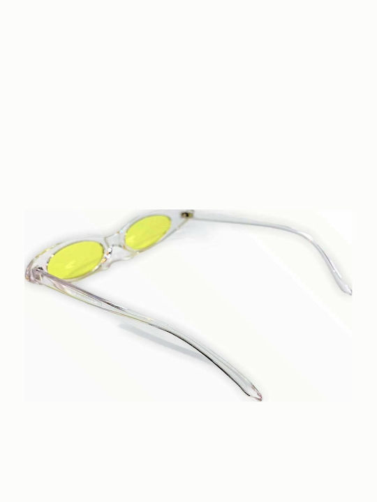 Woman's Fashion Unisex Sunglasses with Transparent Plastic Frame and Green Lens G-12