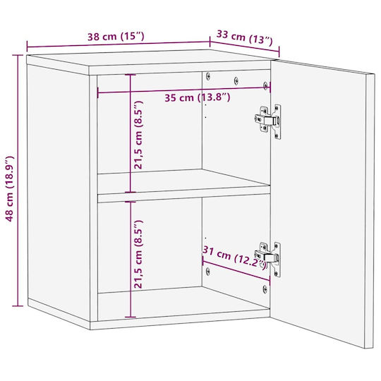 vidaXL Badezimmerschrank B38xT33xH48cm Braun