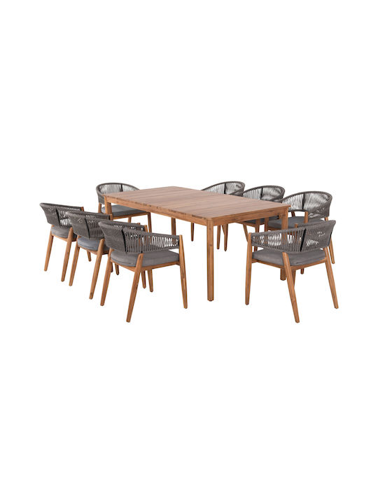 Outdoor Dining Set Navant 9 Pieces Gray with Pillows