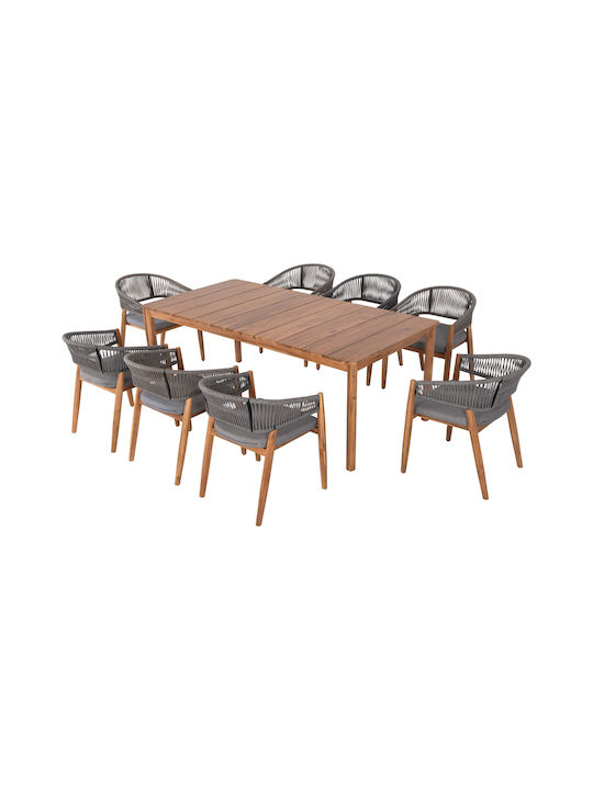 Outdoor Dining Set Navant 9 Pieces Gray with Pillows