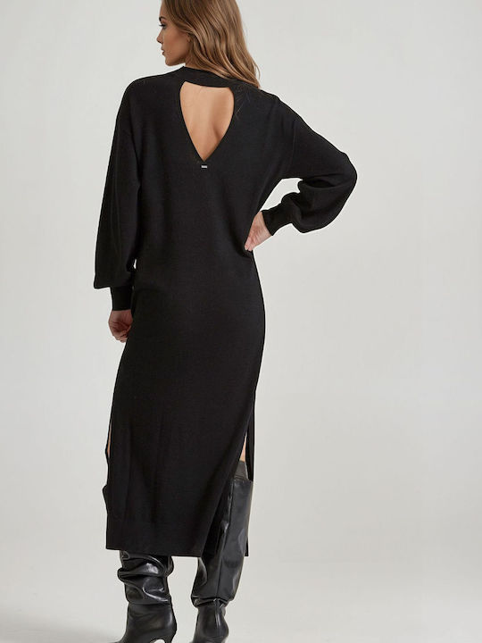 Funky Buddha Dress with Slit Black