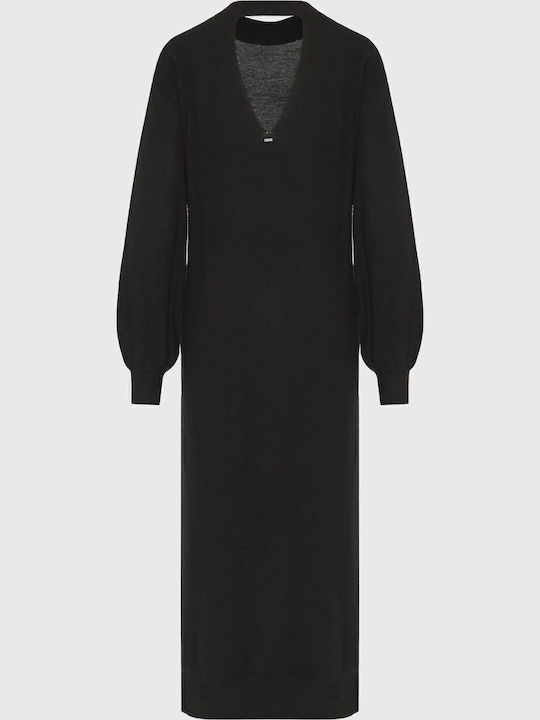 Midi Kleid mit Schlitz Black