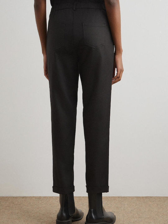 Women's Fabric Trousers with Elastic Black