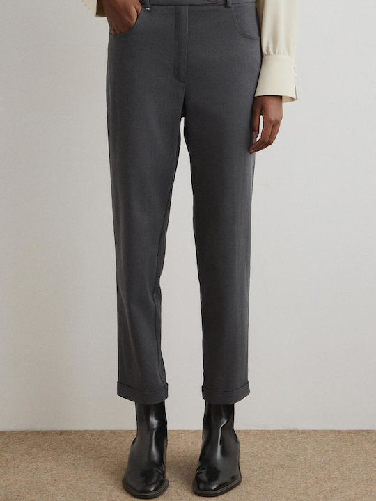 Women's Fabric Trousers with Elastic Black