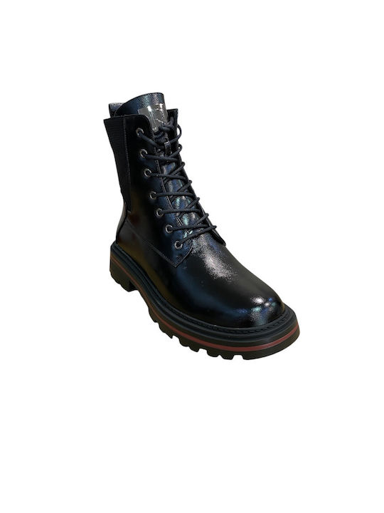 Leder Stiefeletten Damen Schwarz
