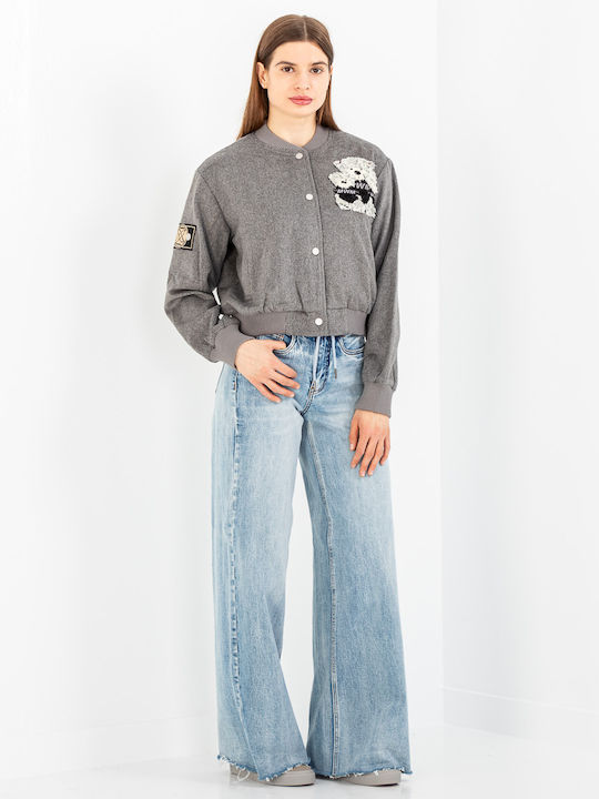 Crop Γυναικείο Bomber Jacket Grey