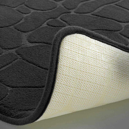 Douceur d'Intérieur Rutschfest Badematte Synthetisch,Polyester/Cotton/Leather Rechteckig L-c Ricochet 1802100 Black 50x120cm