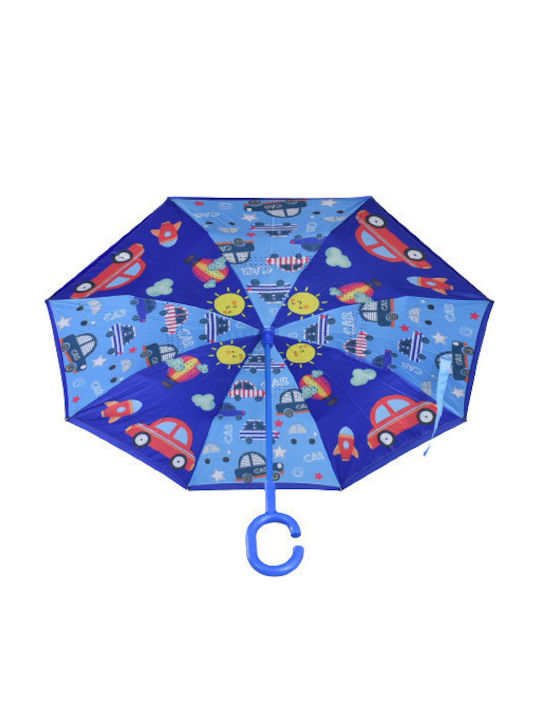 Kids Curved Handle Umbrella with Diameter 70cm Pink