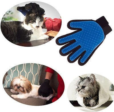 Pet Massage Deshedding Glove Dogs for Coat Cleaning Blue