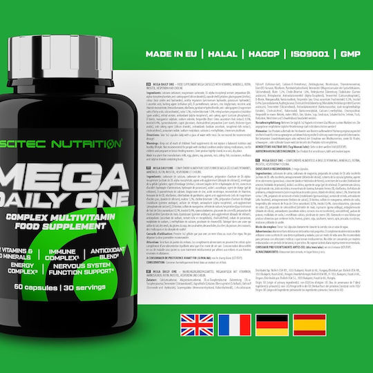 Scitec Nutrition Mega Daily One Πολυβιταμίνη για Ενέργεια, Ενίσχυση του Ανοσοποιητικού & το Νευρικό Σύστημα 60 κάψουλες
