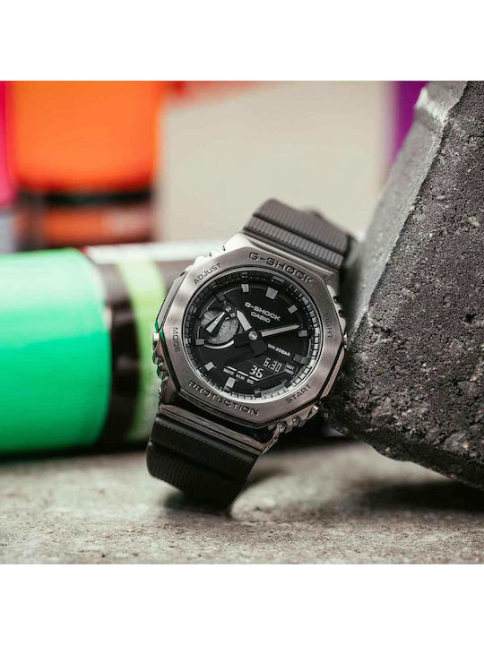 Casio G-Shock Αναλογικό/Ψηφιακό Ανδρικό Ρολόι 44.4mm Χρονογράφος Μπαταρίας με Μαύρο Καουτσούκ Λουράκι