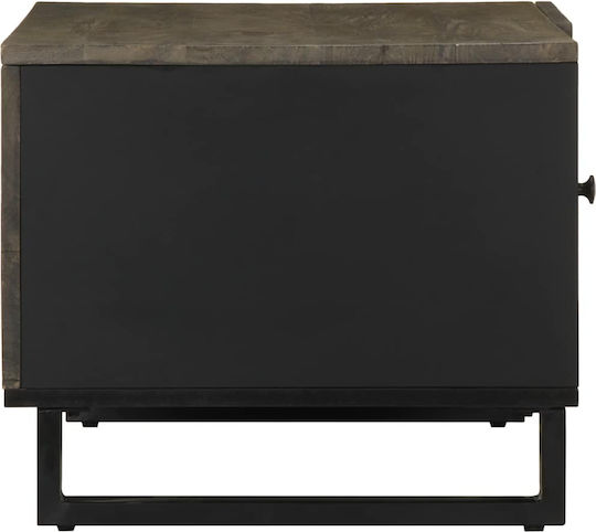 Rectangular Central Coffee Table Made of Solid Wood Black M80xW50xH40cm