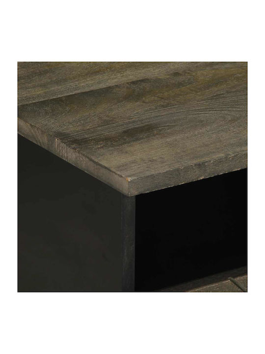 Rectangular Central Coffee Table Made of Solid Wood Black M80xW54xH40cm