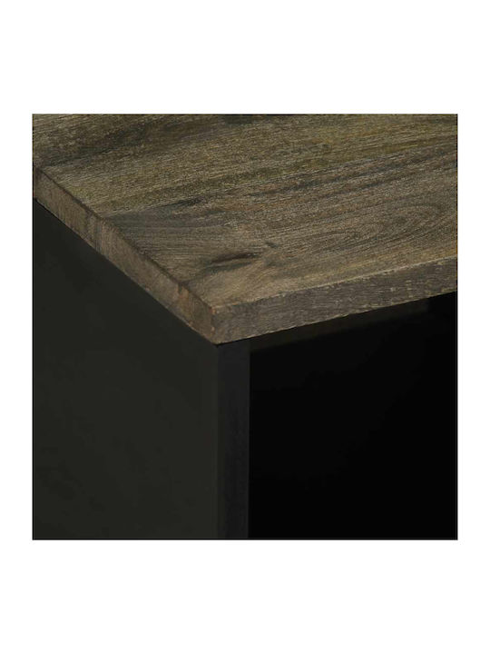 Rectangular Central Coffee Table Made of Solid Wood Black M80xW50xH40cm