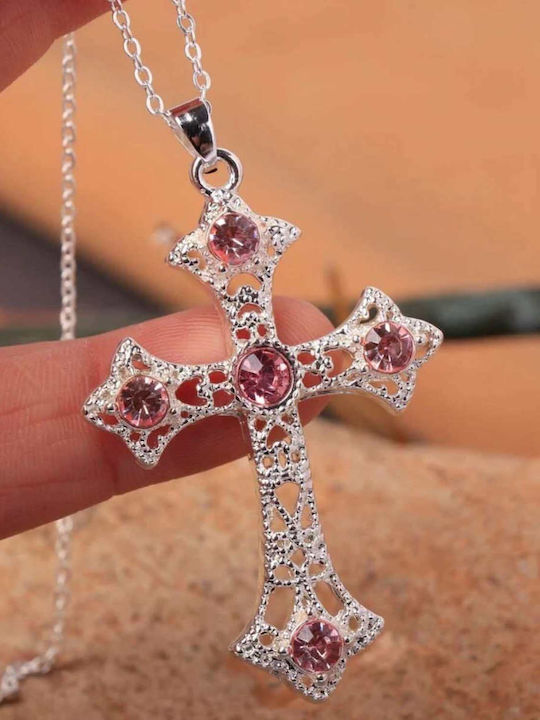 Woman's Fashion Γυναικείος Σταυρός από Επιχρυσωμένο Ατσάλι με Αλυσίδα